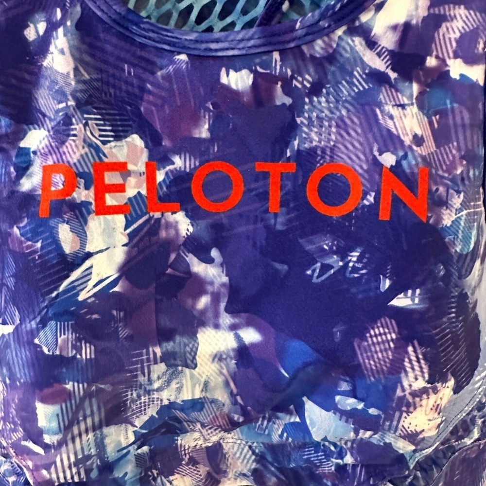 Peloton Womens Sports Bra Small High Neck Keyhole Abstract Print Athletic Yoga - Picture 11 of 11